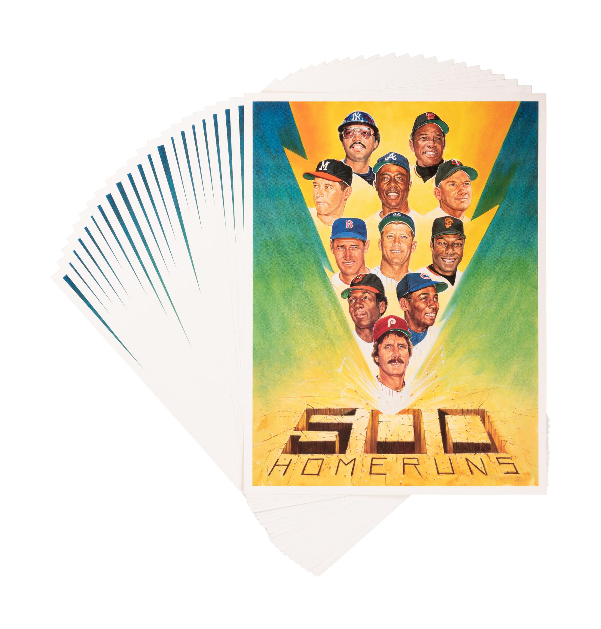 A Group of Over 20 500 Home Run Club Ron Lewis Unsigned Printer's Proof Sheets