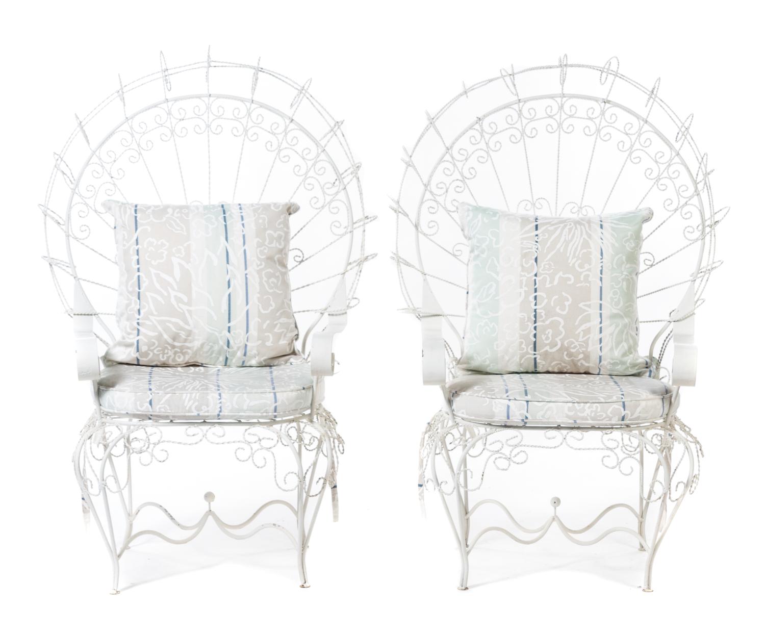 A Group of Painted Wire Seating Furniture Height of settee 49 1/2 x width 50 1/4 x depth 22 inches. — CIRCA 1900