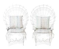 A Group of Painted Wire Seating Furniture Height of settee 49 1/2 x width 50 1/4 x depth 22 inches. — CIRCA 1900