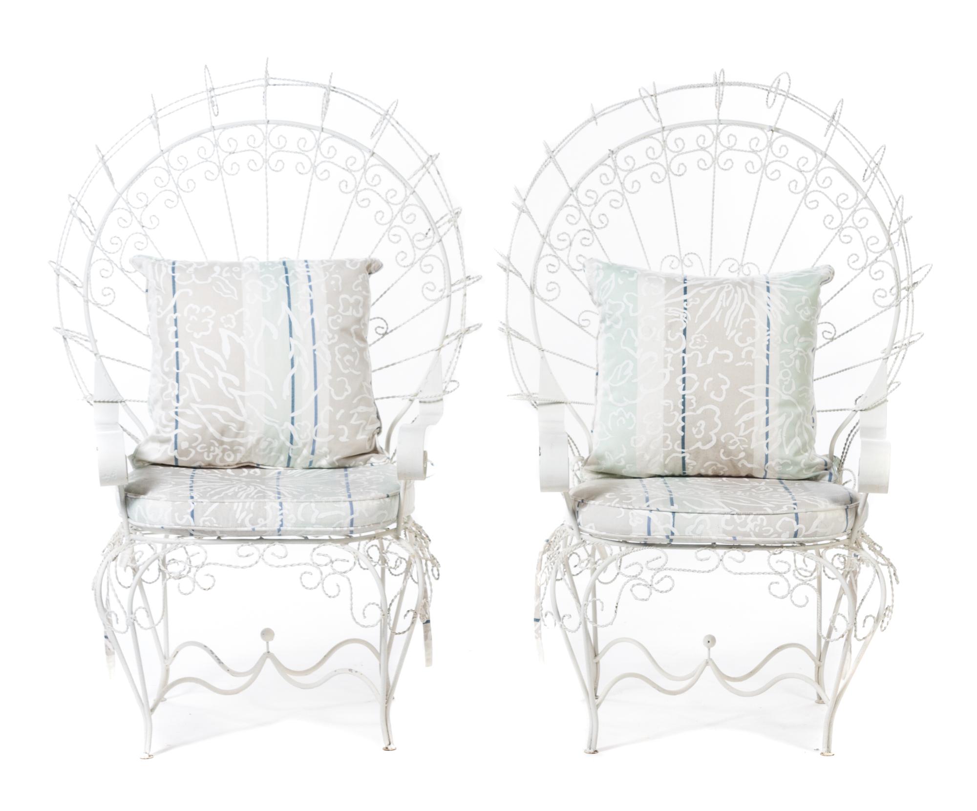 A Group of Painted Wire Seating Furniture Height of settee 49 1/2 x width 50 1/4 x depth 22 inches. — CIRCA 1900