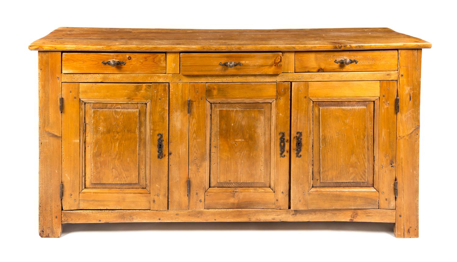 A Provincial Style Pine Server Height 35 x width 70 x depth 21 inches. — 20TH CENTURY WITH 19TH CENTURY ELEMENTS