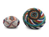 Paiute Beaded Basket and Glass Bottle
