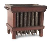 Two Painted Wood and Metal Candle Molds and Two Wood Candle Drying Racks