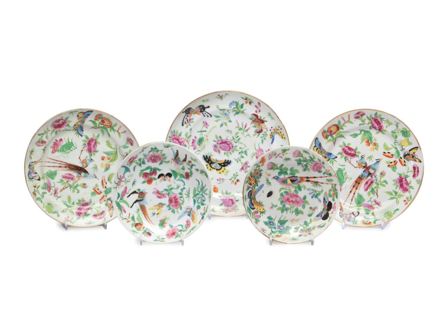 Nine Chinese Export Porcelain Famille Rose and Rose Medallion Articles