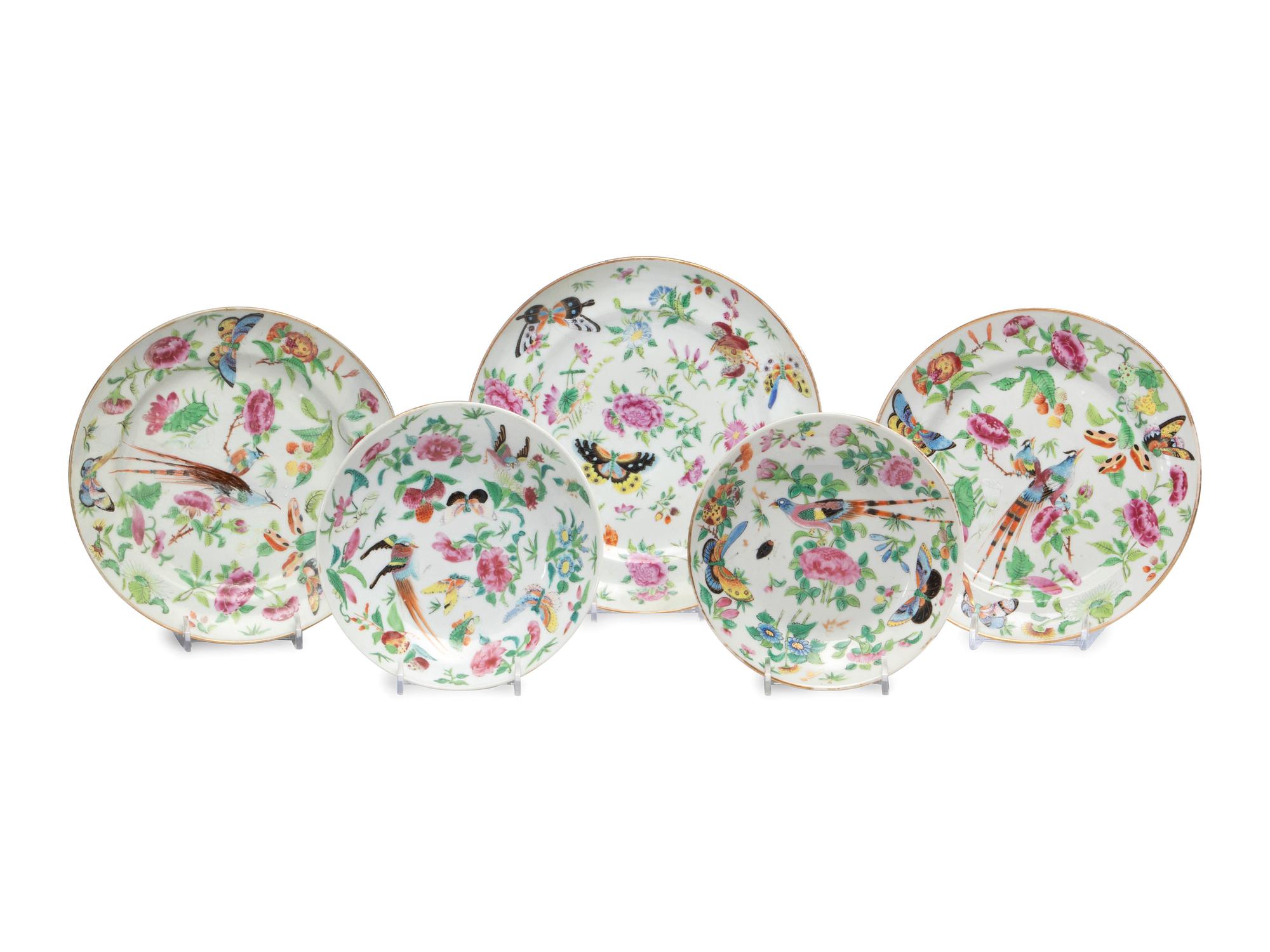 Nine Chinese Export Porcelain Famille Rose and Rose Medallion Articles