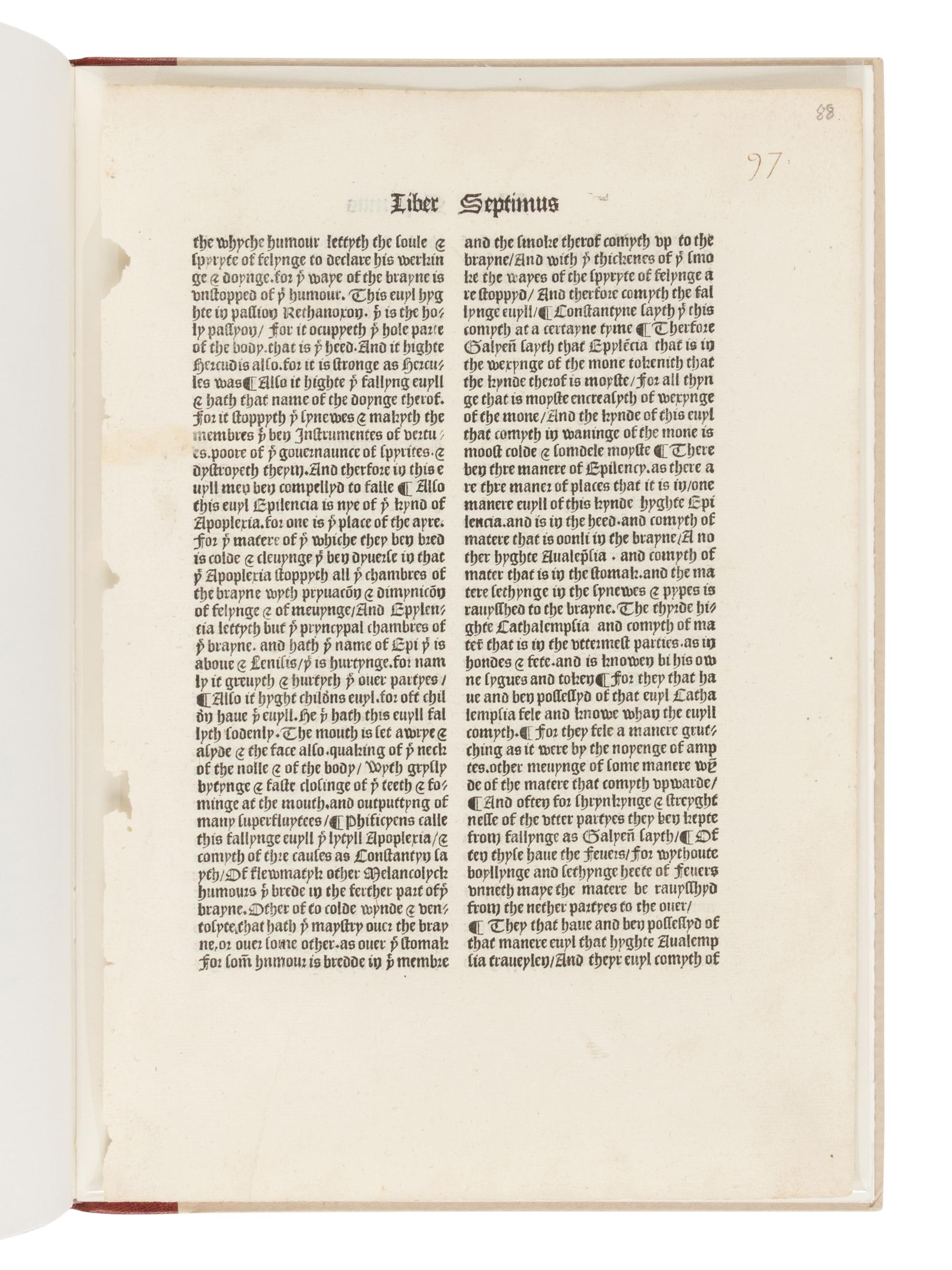 [LEAF BOOK - WYNKYN DE WORDE]. Three Lions and the Cross of Lorraine: Bartholomaeus Anglicus, John of Trevisa, John Tate, Wynkyn de Worde, and De Proprietatibus Rerum. Newtown: Bird & Bull Press, 1992.