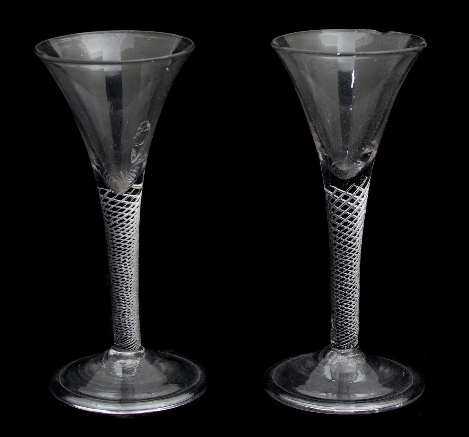 A Group of Four Colored Glass Table Articles Height of tallest 11 1/2 inches. — 19TH CENTURY