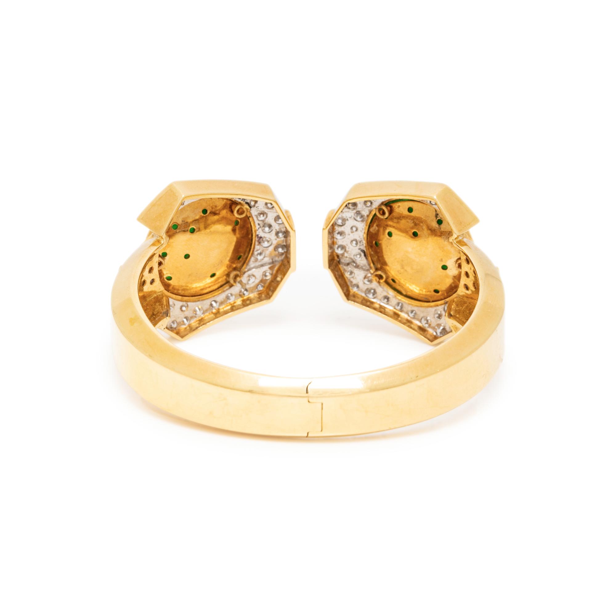 YELLOW GOLD, JADE AND DIAMOND CUFF BRACELET