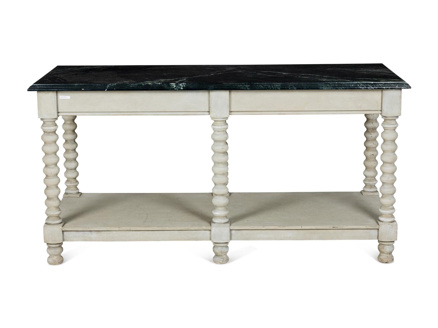 An Italian Baroque Style Painted Faux Marble-Top Console Table