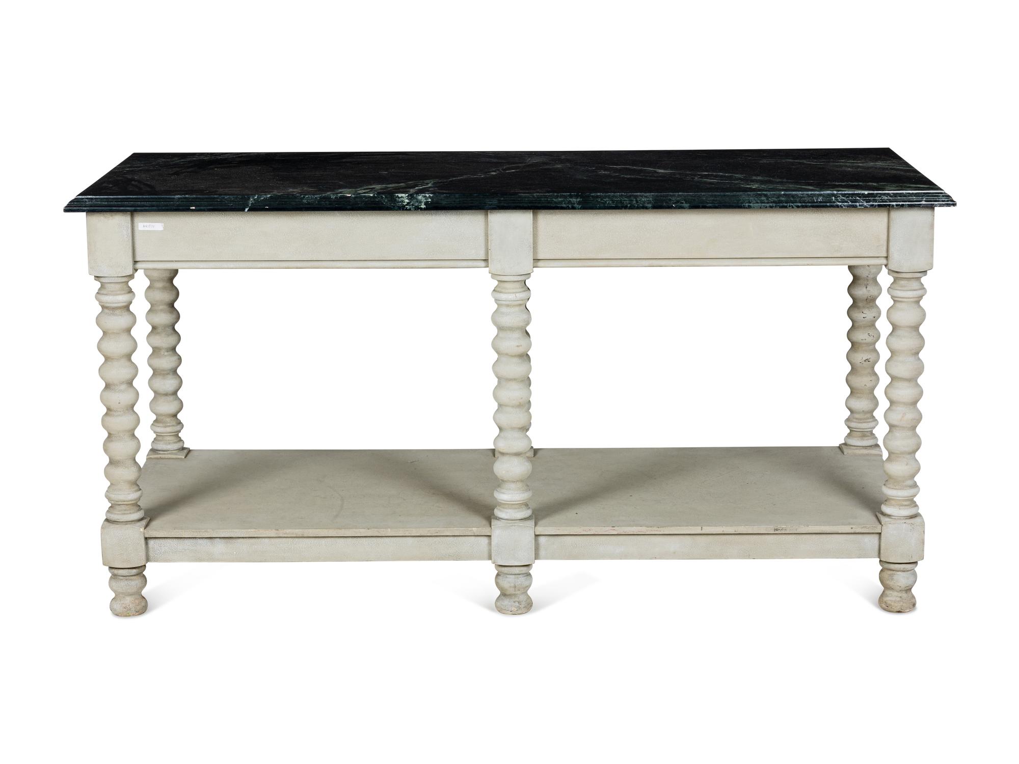 An Italian Baroque Style Painted Faux Marble-Top Console Table