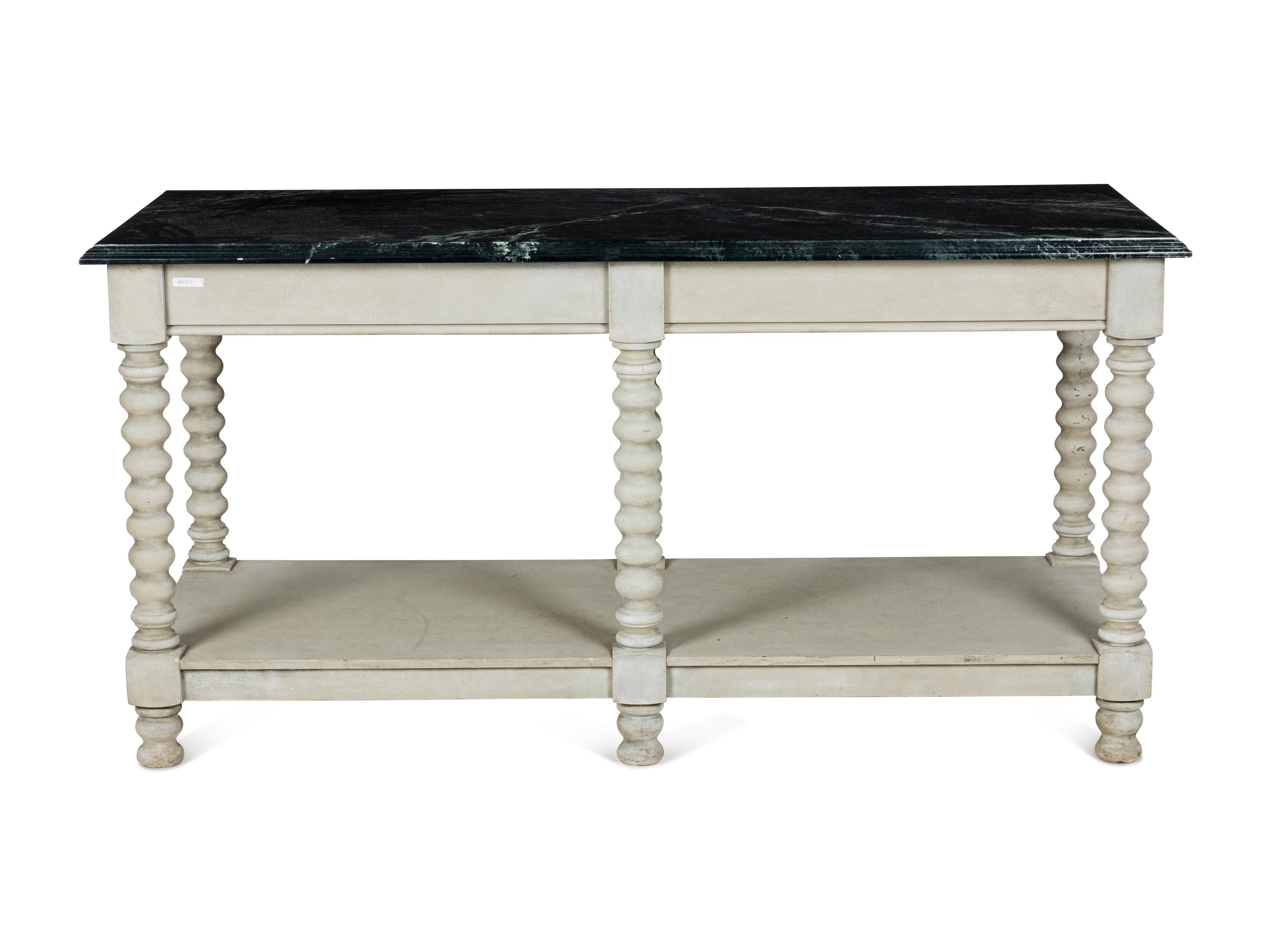 An Italian Baroque Style Painted Faux Marble-Top Console Table