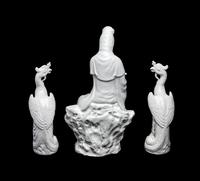 Three Chinese Blanc-de-Chine Porcelain Figures