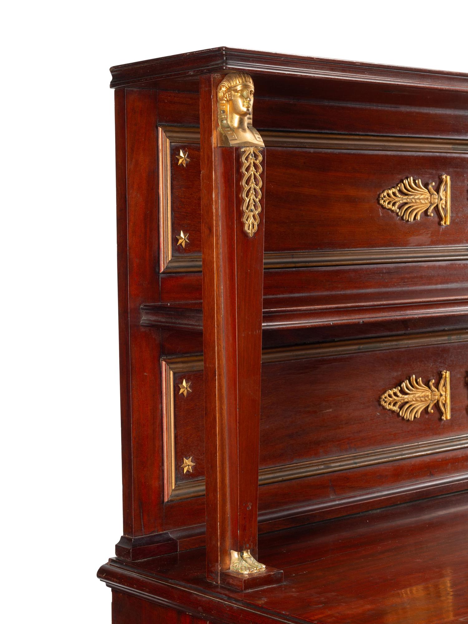 An Empire Style Gilt Bronze Mounted Mahogany Serving Cabinet