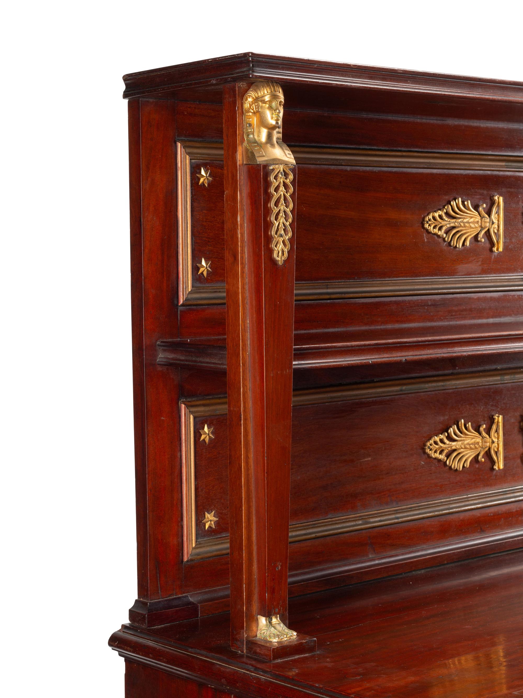 An Empire Style Gilt Bronze Mounted Mahogany Serving Cabinet