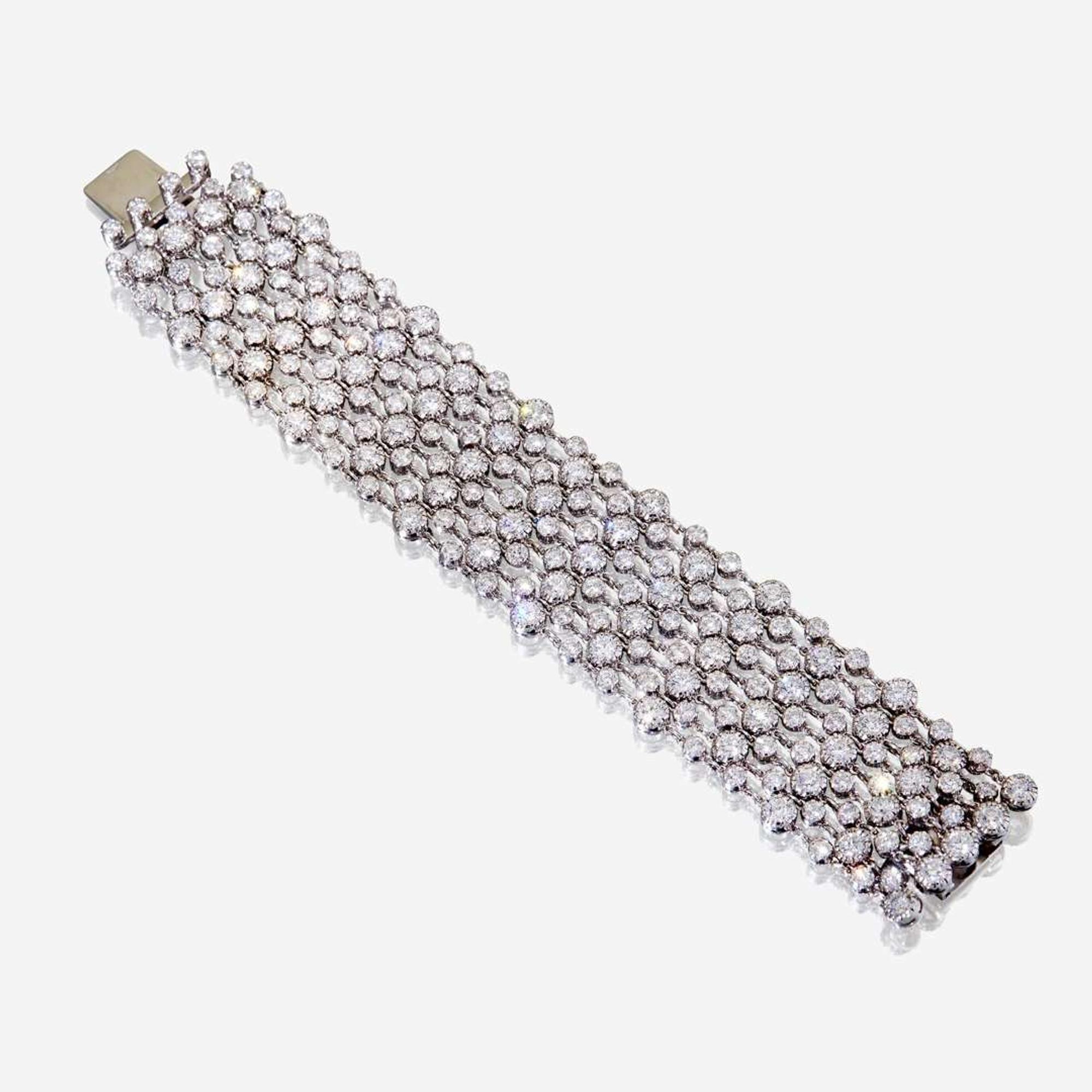 An eighteen karat white gold and diamond bracelet