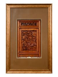 A Pair of Chinese Carved Softwood Panels