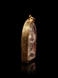 A Small Thai Gold Mounted Terracotta Buddhist Votive