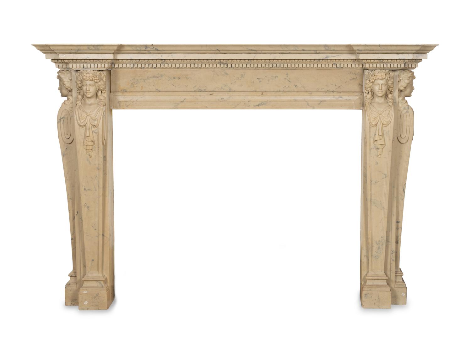 An Italian Renaissance Style Simulated Marble Fireplace Surround