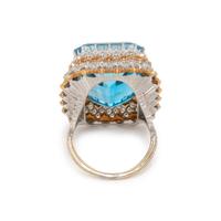 BUCCELLATI, AQUAMARINE, DIAMOND AND BICOLOR GOLD RING