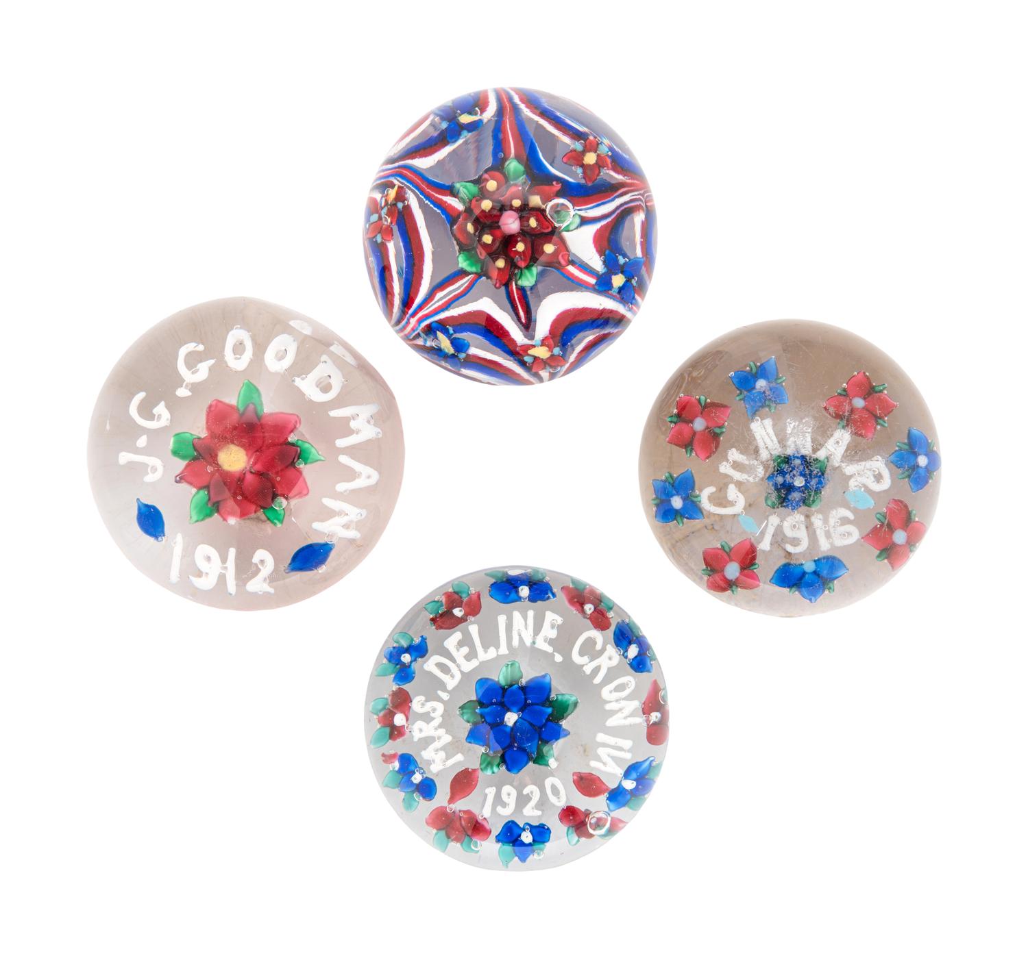 Four Union Glass Co. Commemorative Glass Paperweight