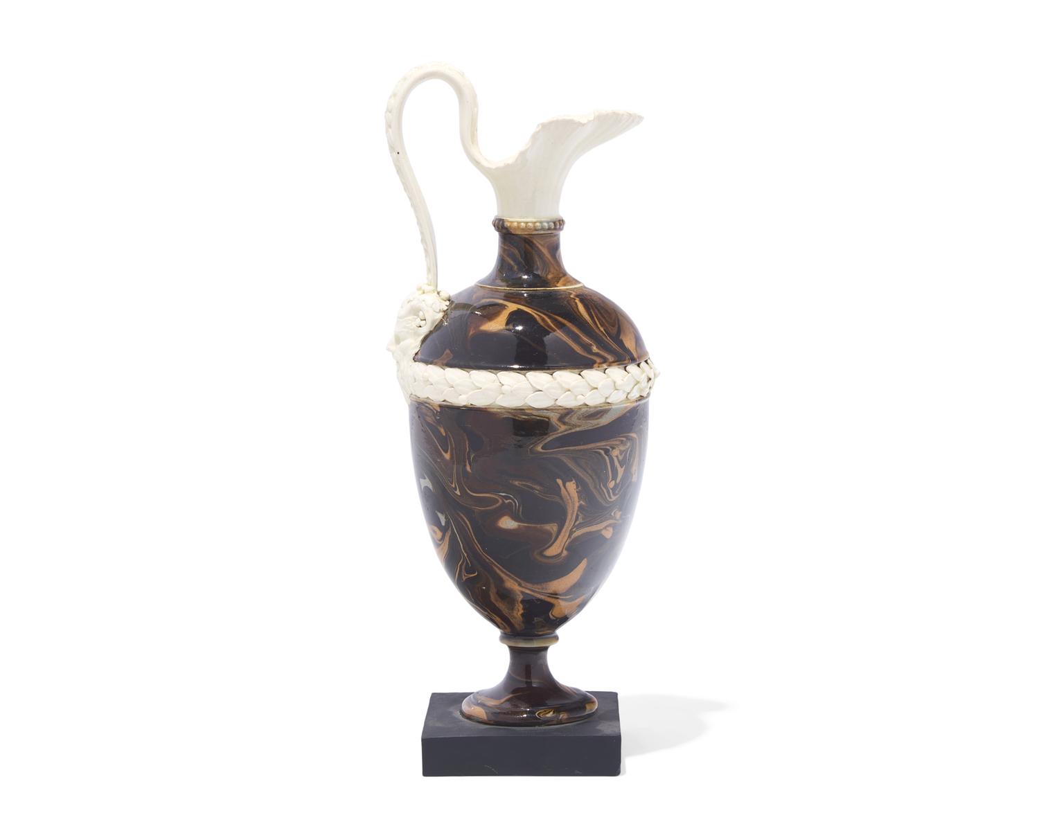 A Wedgwood and Bentley Agateware and Creamware Ewer