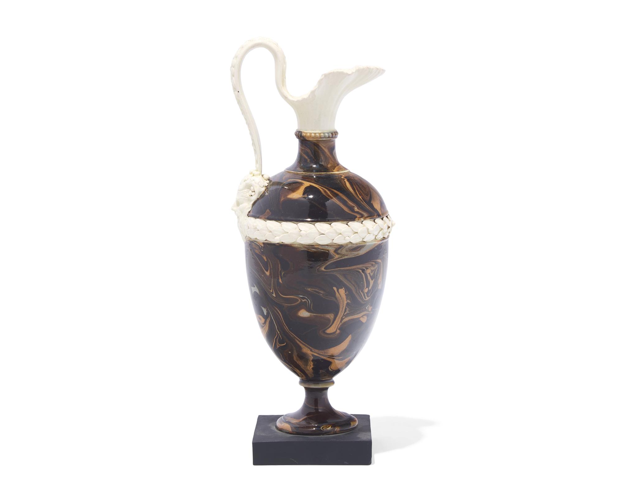A Wedgwood and Bentley Agateware and Creamware Ewer