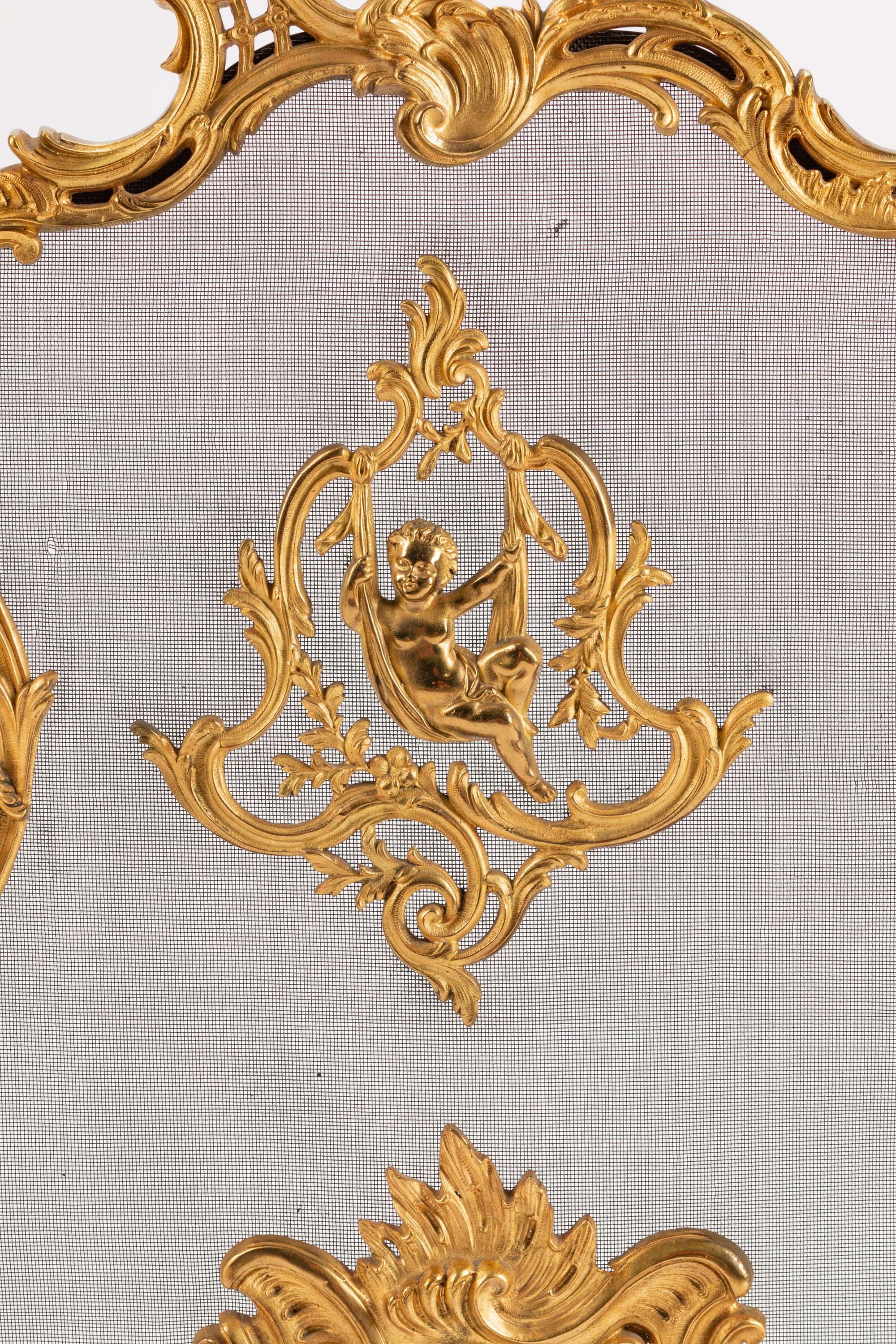 A Louis XV Style Gilt-Bronze Firescreen — 19TH CENTURY