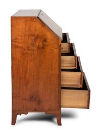 A Federal Barber Pole Inlaid Cherrywood Slant Front Desk