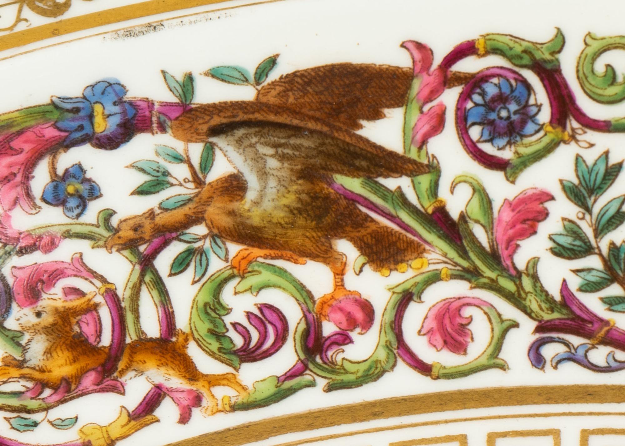 A Sevres Style Gilt Metal Mounted Porcelain Plate After the Service Ordinaire de Fontainebleau of Louis Philippe — LATE 19TH/EARLY 20TH CENTURY