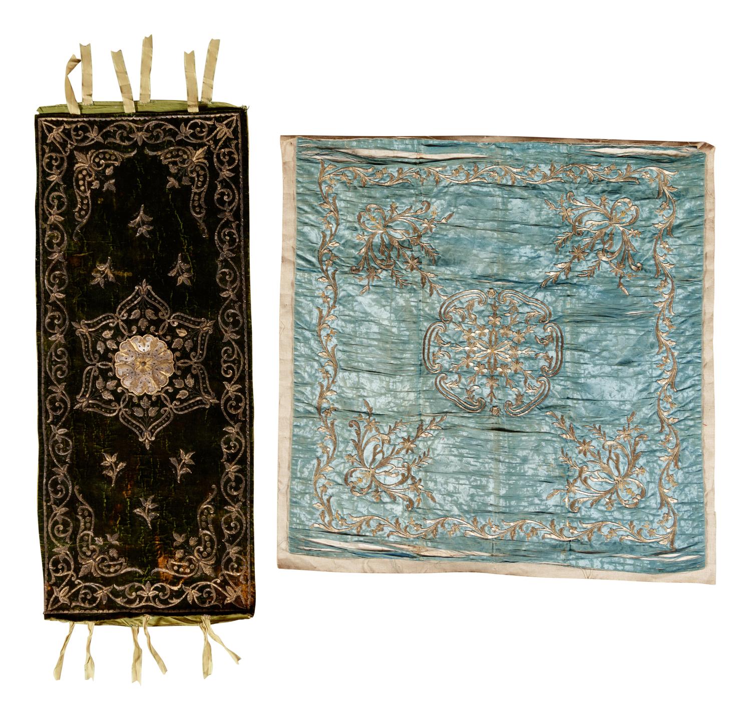 Two Metallic Thread Embroidered Panels