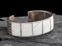 Zuni Silver and Mother of Pearl Inlay Cuff Bracelet