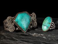 Navajo or Zuni Silver and Turquoise Cuff Bracelet AND Ring