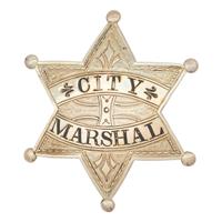 [WESTERN AMERICANA] -- [LAW ENFORCEMENT]. A group of 6 items, incl. buttons promoting sheriffs and "City Marshal" badge. N.p., n.d.