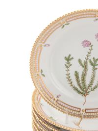 A Set of Thirteen Royal Copenhagen Flora Danica Porcelain Salad Plates