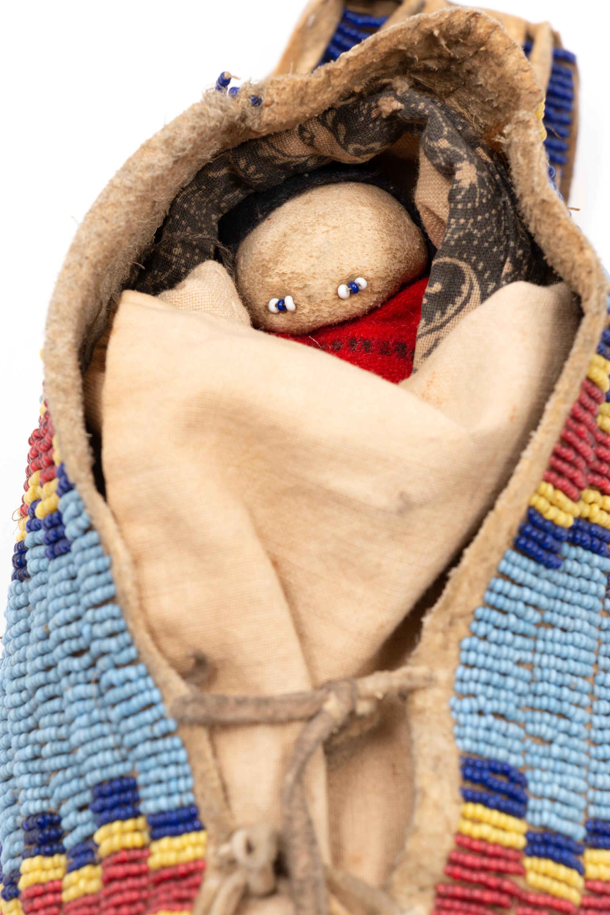 Sioux Beaded Buffalo Hide Toy Cradle