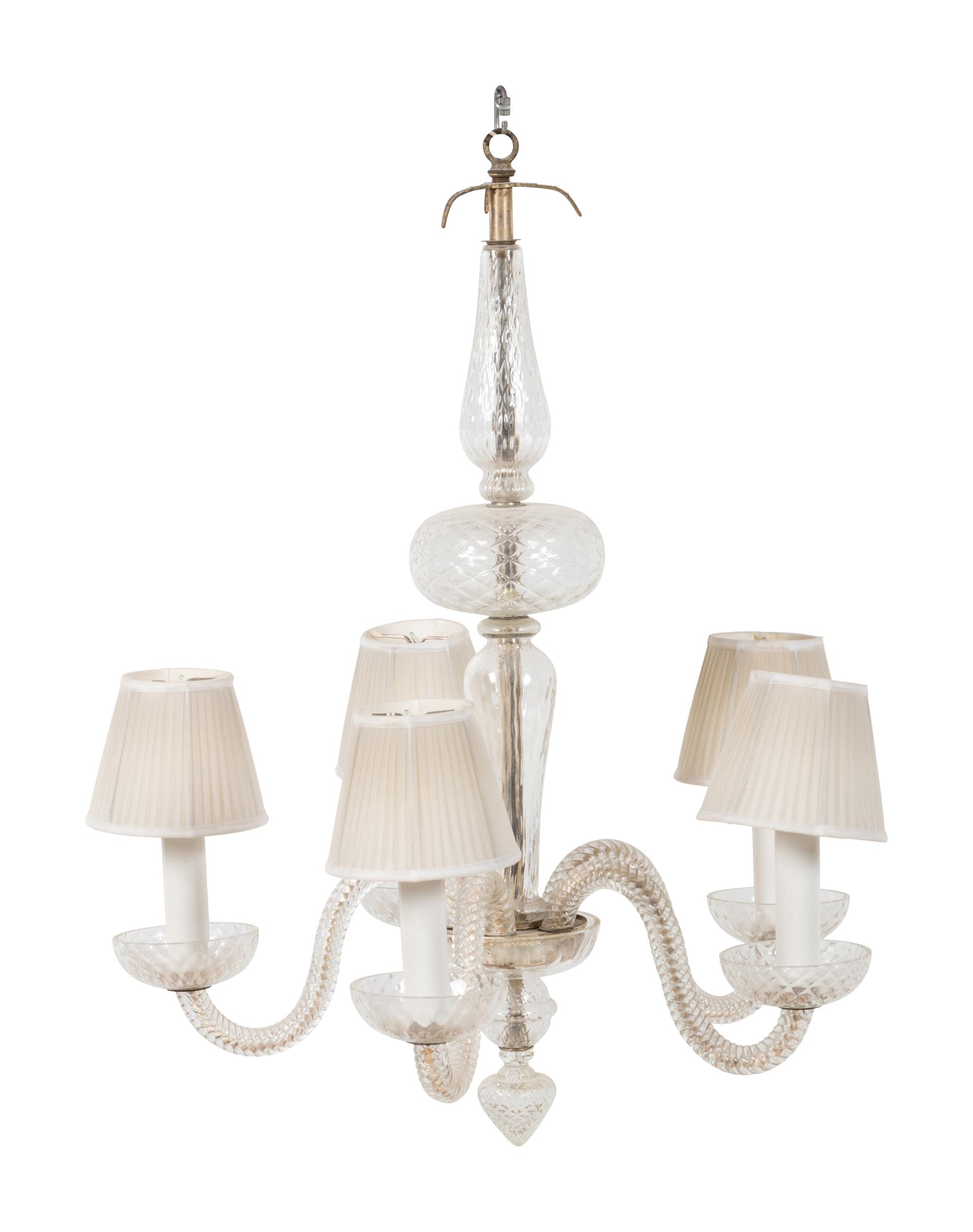 A Murano Glass Five-Light Chandelier