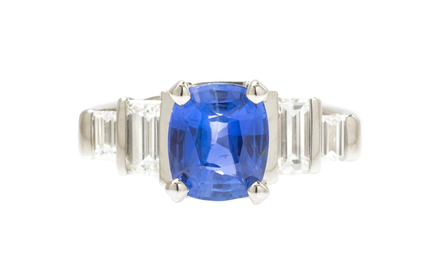 A Platinum, Sapphire and Diamond Ring, 5.50 dwts.