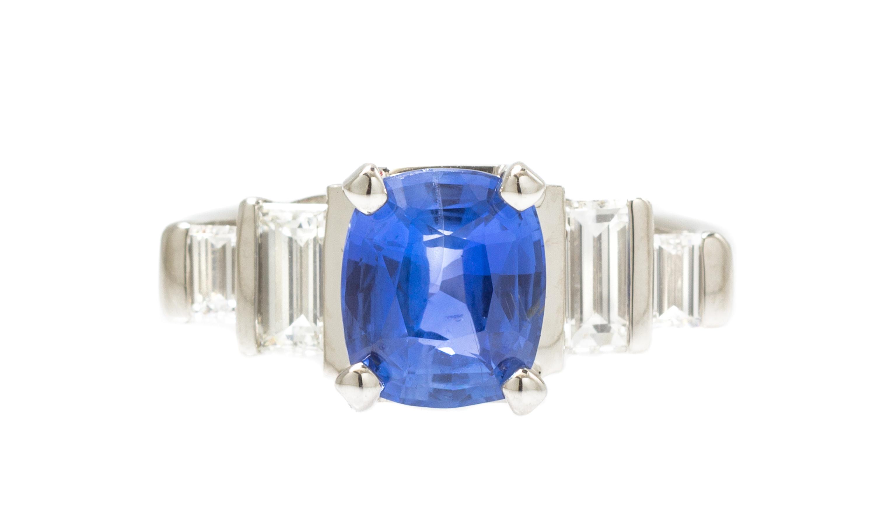 A Platinum, Sapphire and Diamond Ring, 5.50 dwts.