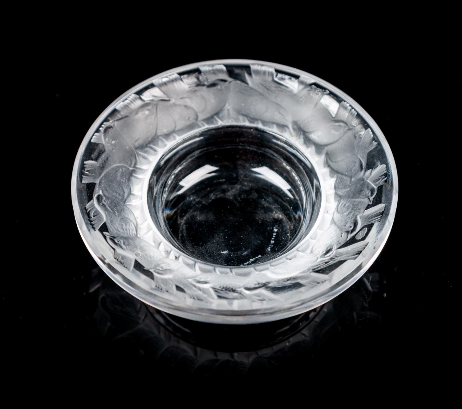 A Lalique Frosted Glass Nut Dish Diameter 3 3/4 inches.