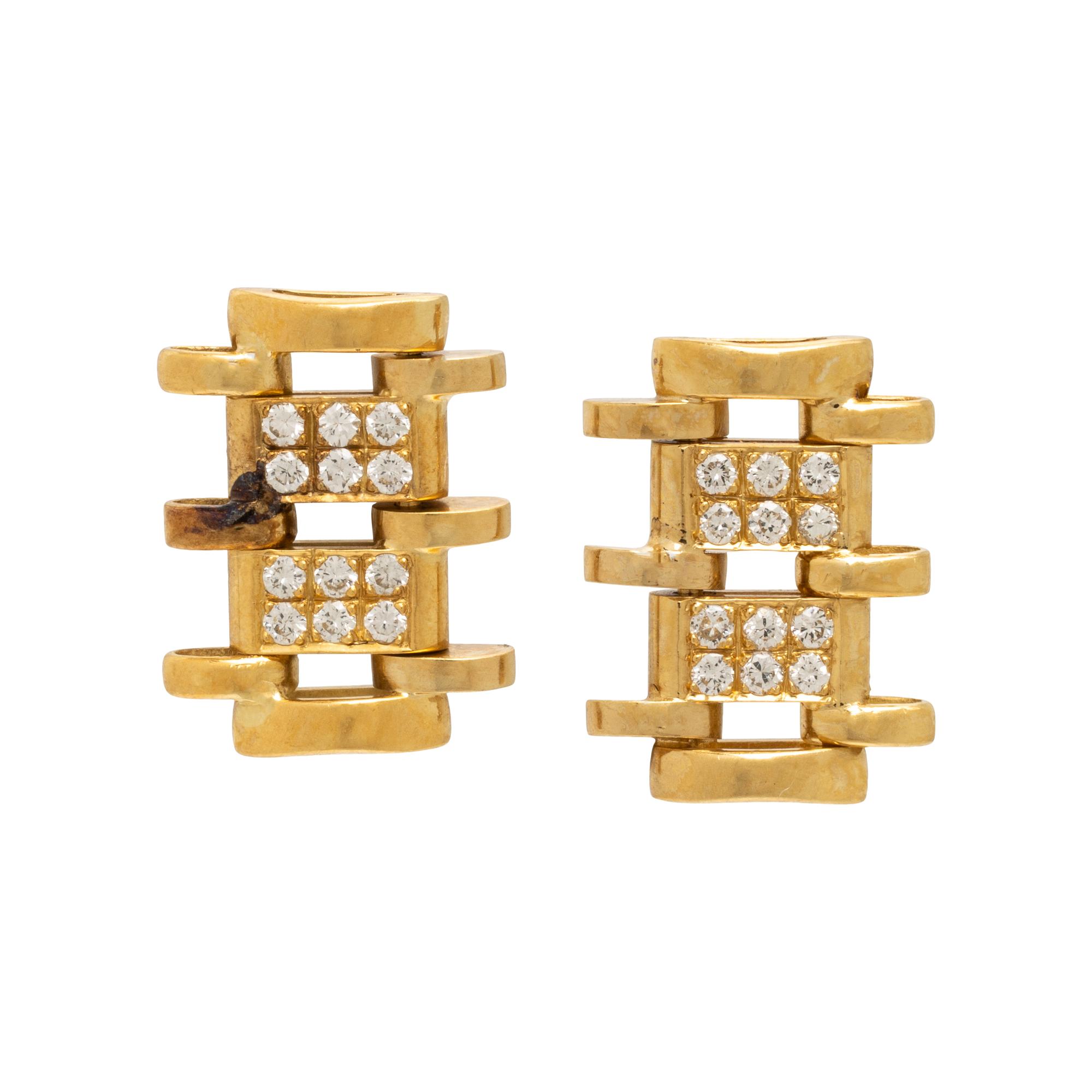 Diamond and Yellow Gold Earrings