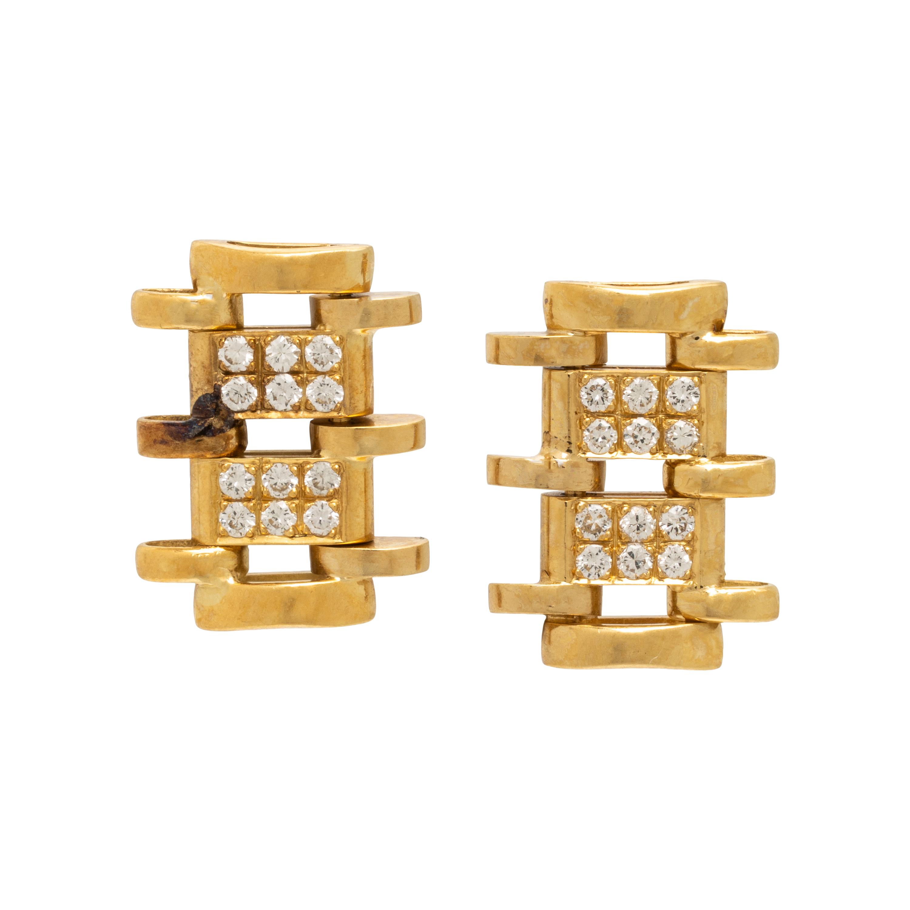 Diamond and Yellow Gold Earrings