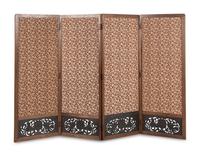 A Japanese Embroidered Silk Four-Fold Screen