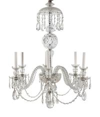 A George III Style Cut Glass Six-Light Chandelier