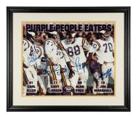 A Minnesota Vikings Purple People Eaters Vikings Signed Autograph Photo Display