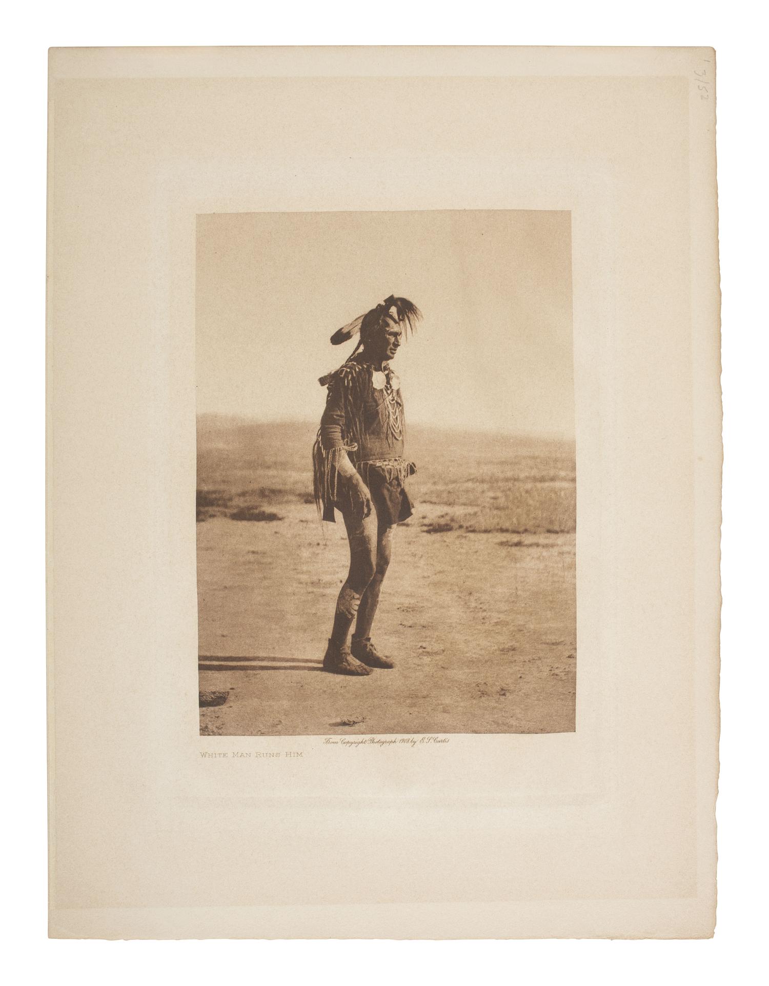[CUSTER, George A.] CURTIS, Edward. 2 photogravures incl. Custer's Monument and White Man Runs Him.