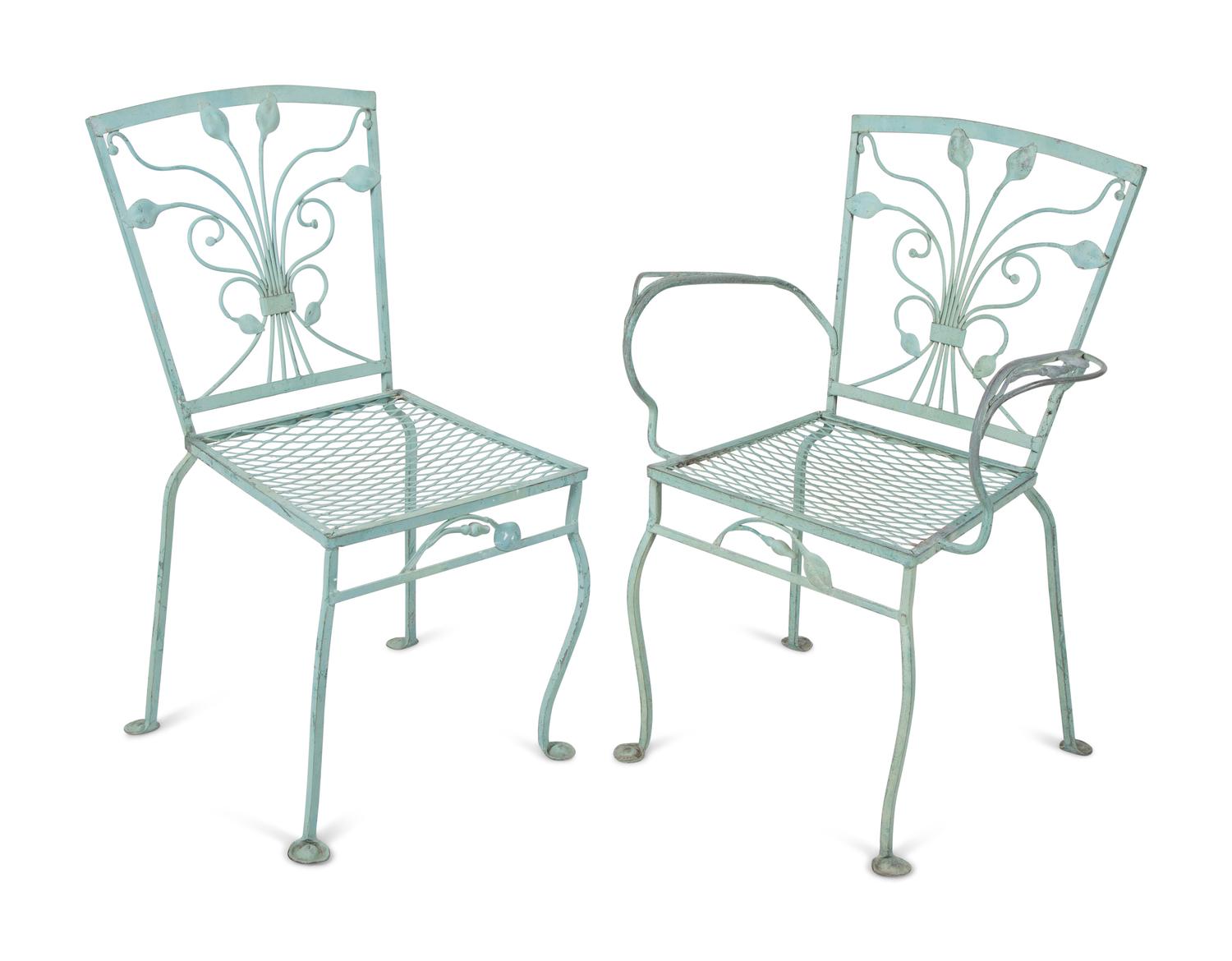 Six Salterini Laurel Wrought Iron Dining Chairs — 20TH CENTURY