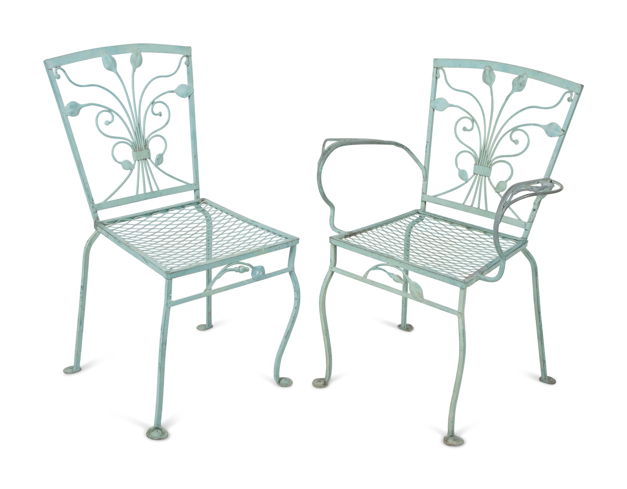 Six Salterini Laurel Wrought Iron Dining Chairs — 20TH CENTURY
