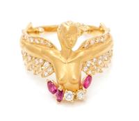 A Yellow Gold, Diamond and Ruby Angelitos Ring, Carrera y Carrera, 6.30 dwts.
