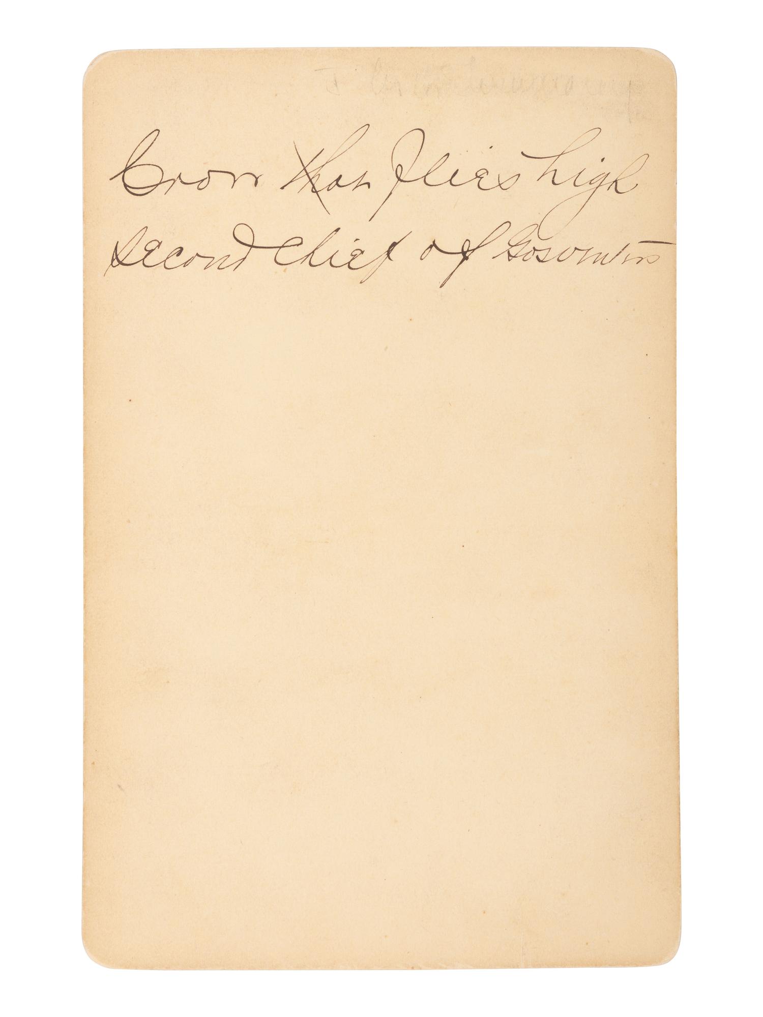 [GOFF, O.S. (1843-1916), photographer]. Cabinet card portrait of Crow Flies High. [Bismarck, Dakota Territory].