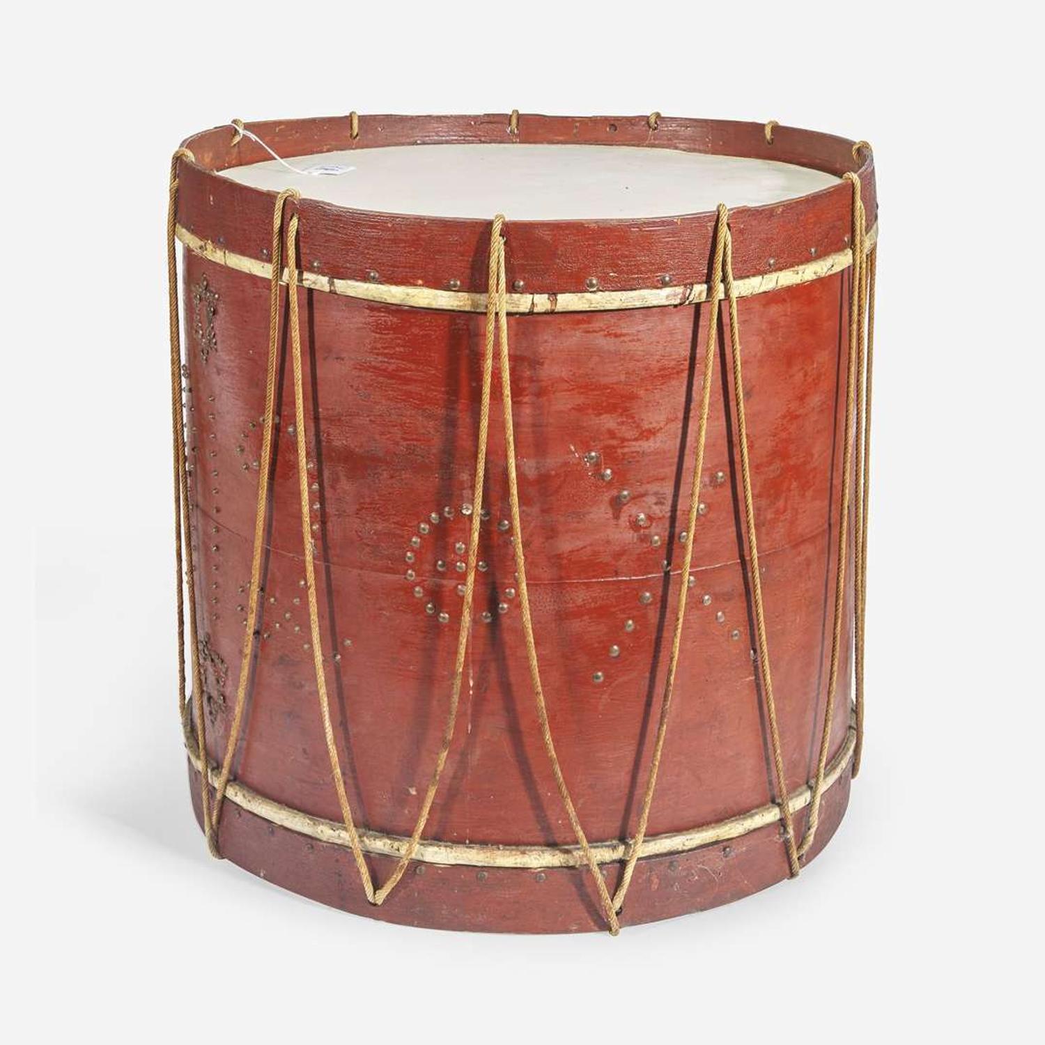 An American military painted drum with brass tacks Dated "1812"